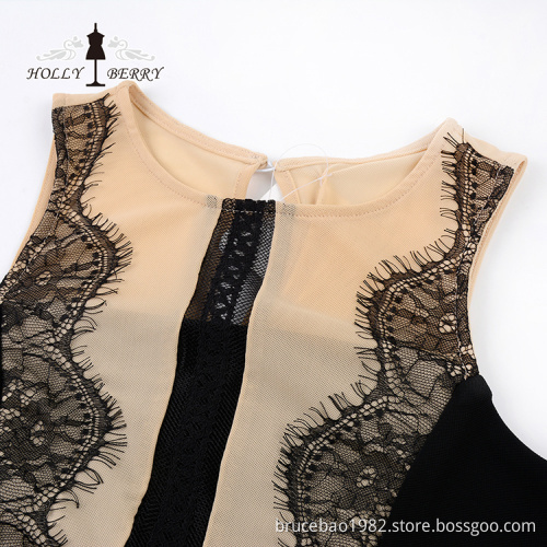 Flesh Tights Conjoined Clothes New stylish Black Lace Sexy Dresses Women